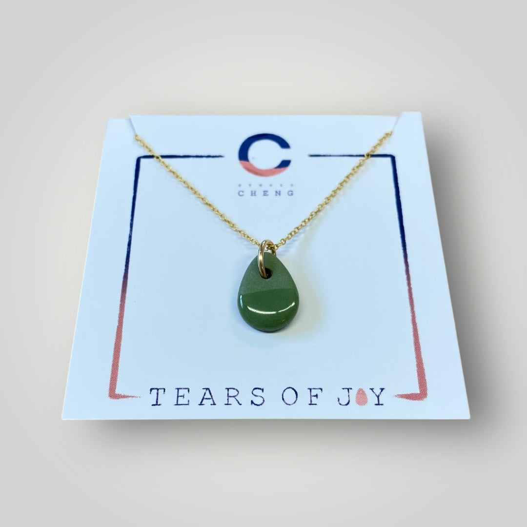 Ketting Tears of Joy goud - Bladgroen